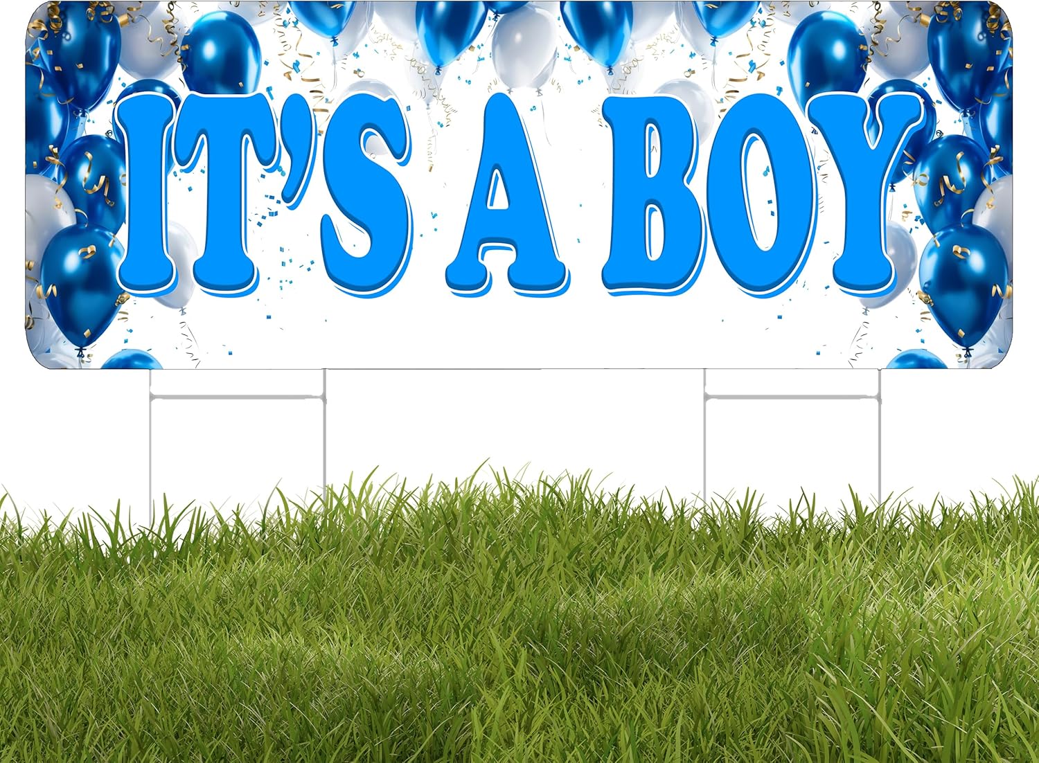 It's A Boy Congratulations Baby Gender Reveal Yard Sign Home Decor Lawn Decoration With Stakes Announcement Newborn Baby Welcome Son Large 48x16 Inch