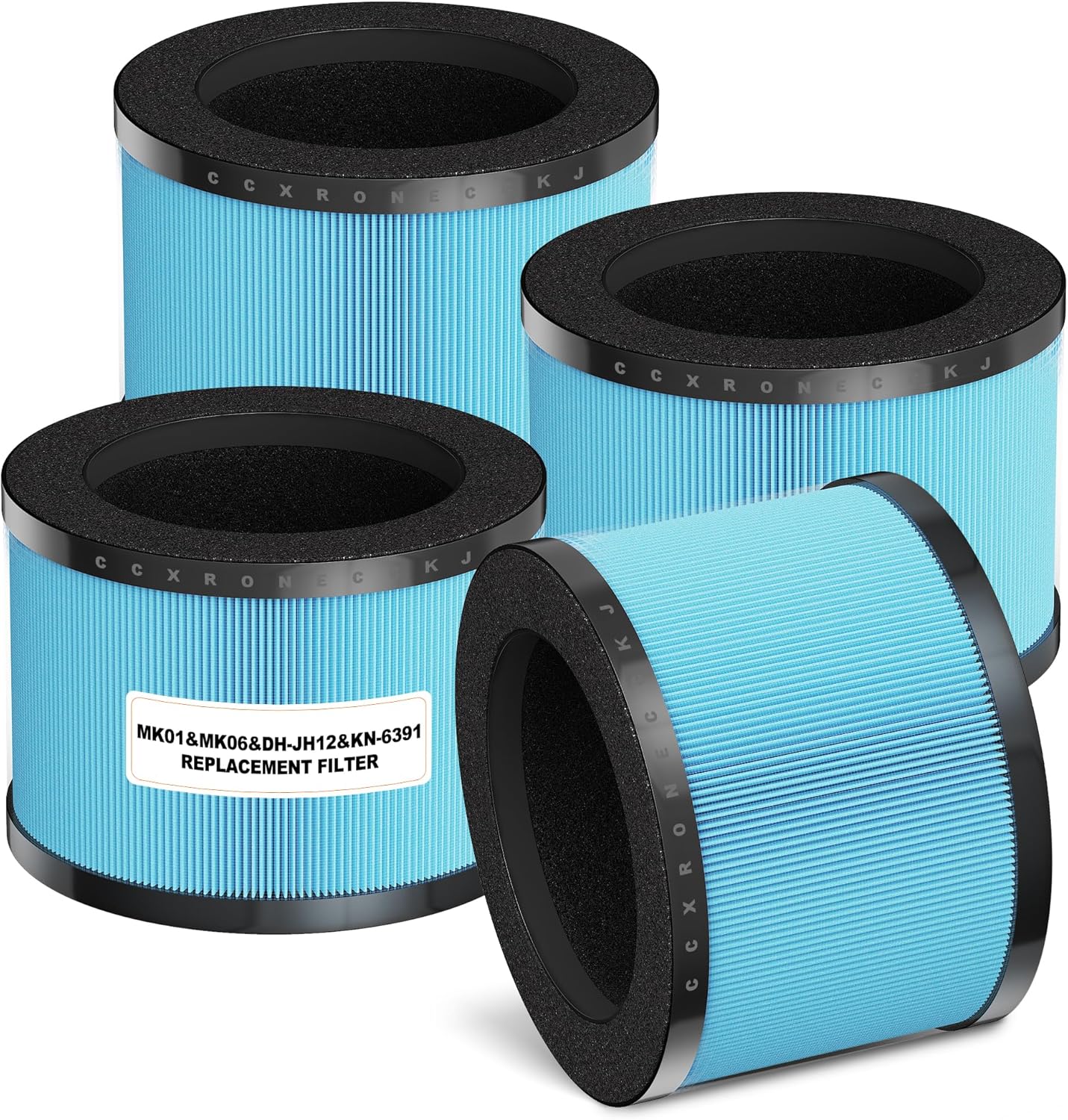 MK01 MK06 DH-JH12 TZ-K1 Replacement Filter Compatible with AROEVE MK01 MK06, for VOOPNU DH-JH12 and Kloudi DH-JH01 Air Purifier (Blue 4pack)
