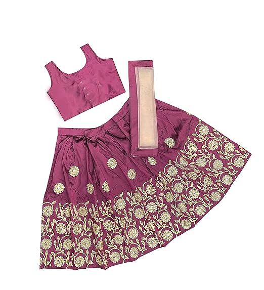 E-SQARE Kids Girls Embroidered Taffeta silk Full Stitched Beautiful Traditional Lehenga Choli for Baby Girl 2-5 years Ethnic Wear