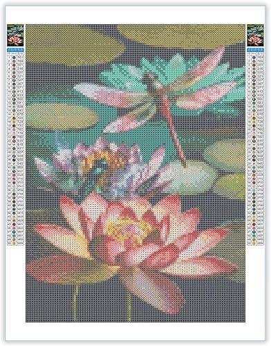Miniatura 2 de CoHraeu Lotus - Kits de pintura de diamante para adultos, pintura de puntos de diamante de taladro completo para principiantes, pintura redonda 5D