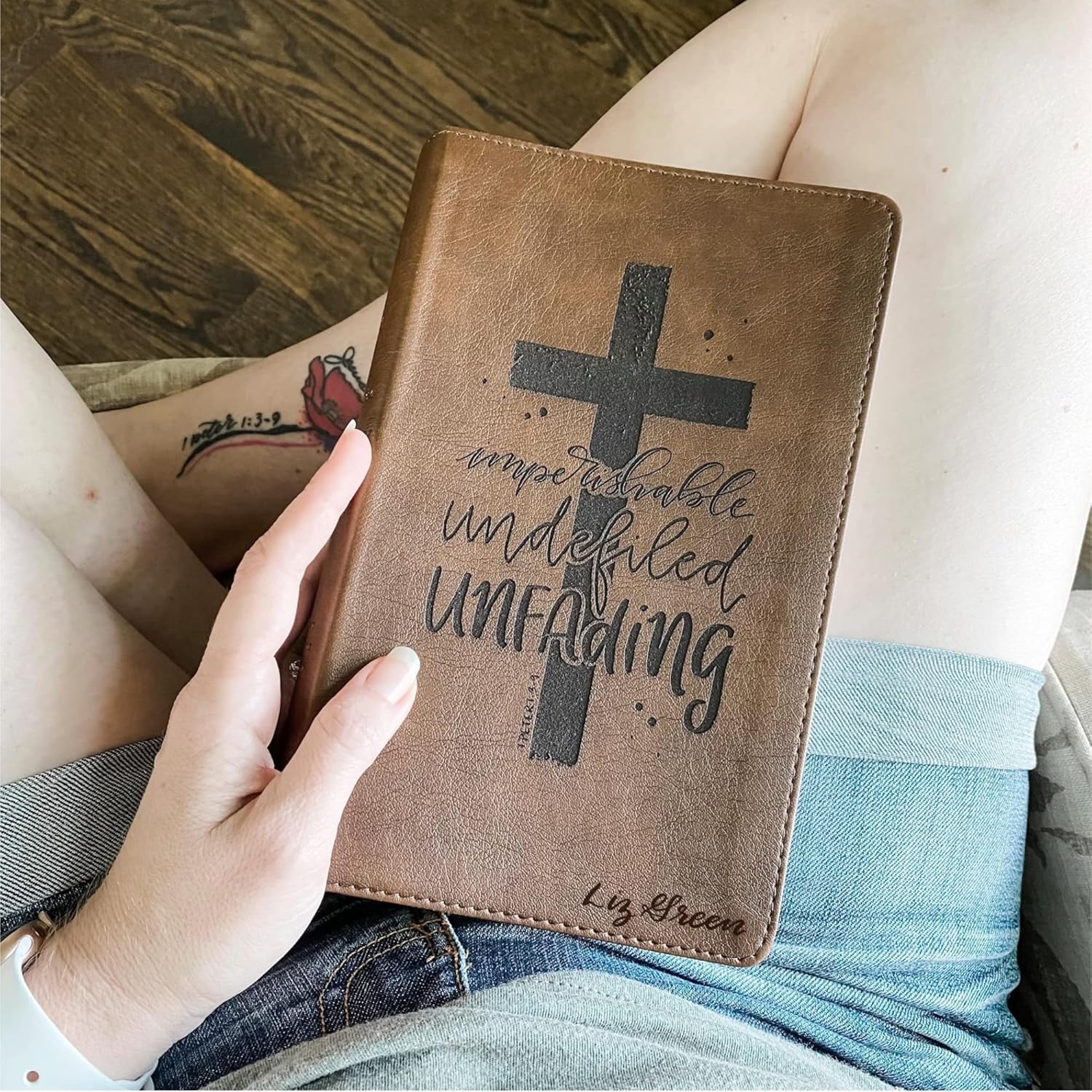 ESV Concise Study Bible | Personalized with Name | Custom Design is Hand Lettered & Laser Engraved | Gift for Baptism, Wedding, Birthday, Graduation