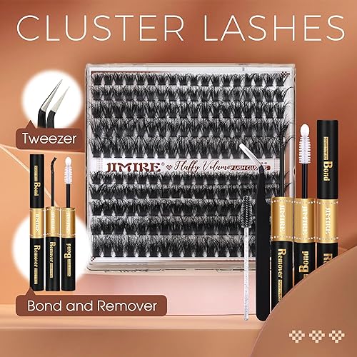 Miniatura 7 de Kit de extensión de pestañas esponjosas de rizo D, kit de extensión de pestañas con enlace de pestañas y removedor de volumen, extensiones de