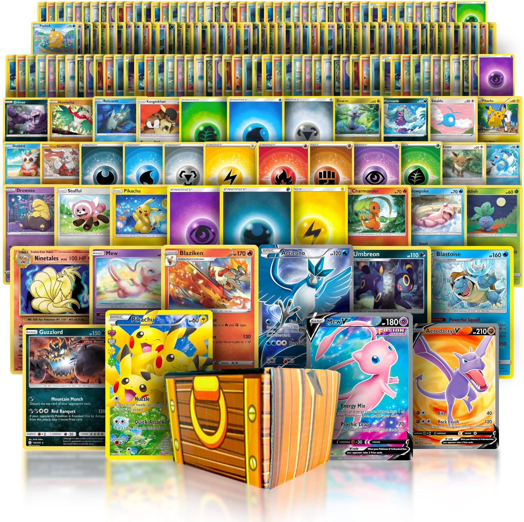 Golden GroundhogTCG Deck Box Including 200 Assorted Cards (3 Random Ultra Rares, 4 Rare Cards, 3 Holographics, 90 Common/Uncommons, and 100 Energy Cards)