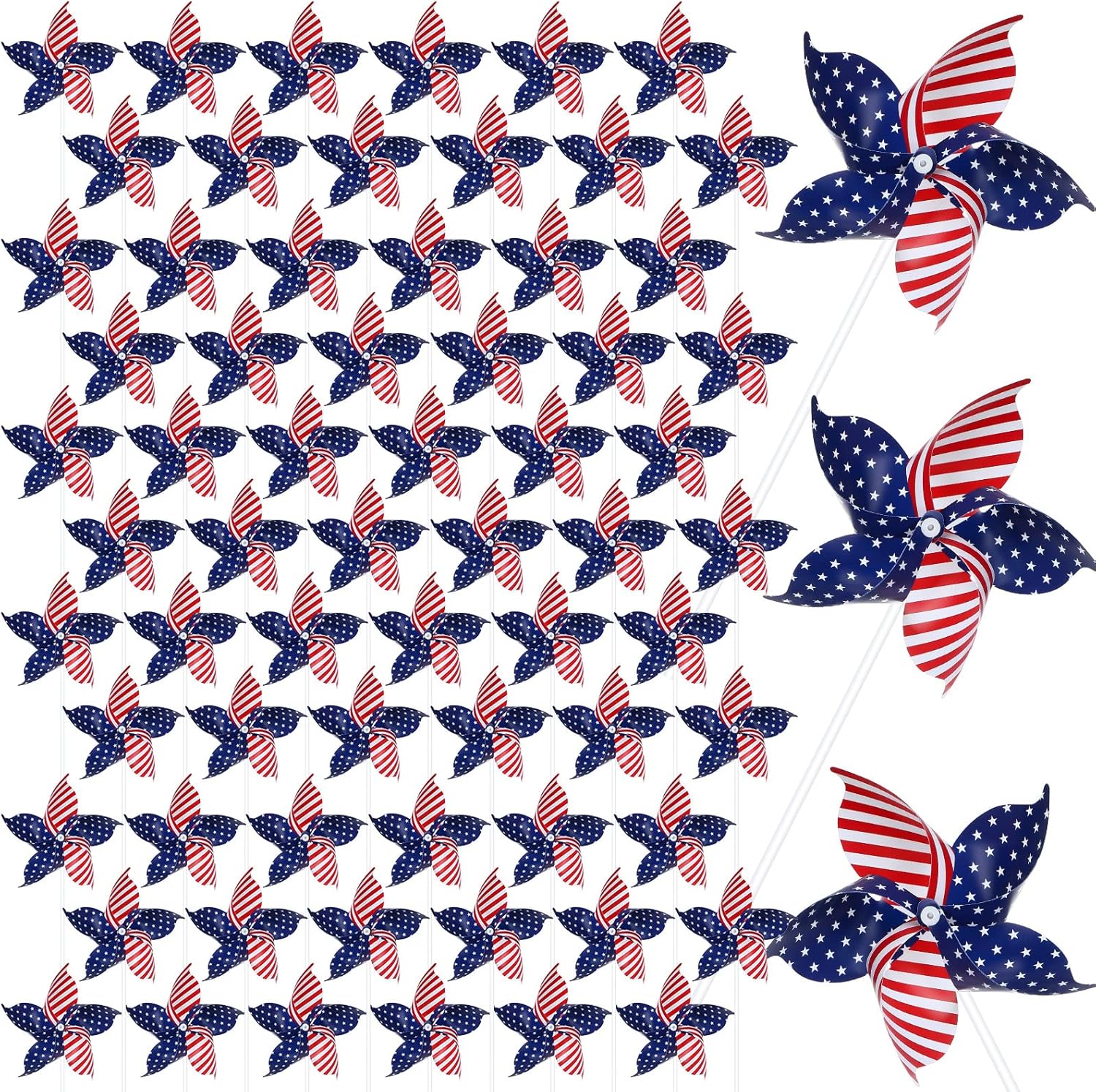 300 Pcs 4th of July Decorations Patriotic Pinwheels Fourth