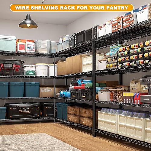 Miniatura 4 de REIBII Estantes de almacenamiento de 55.5 pulgadas de ancho, 2500 libras, estante de alambre con ruedas de 75.6 pulgadas de alto, estantería