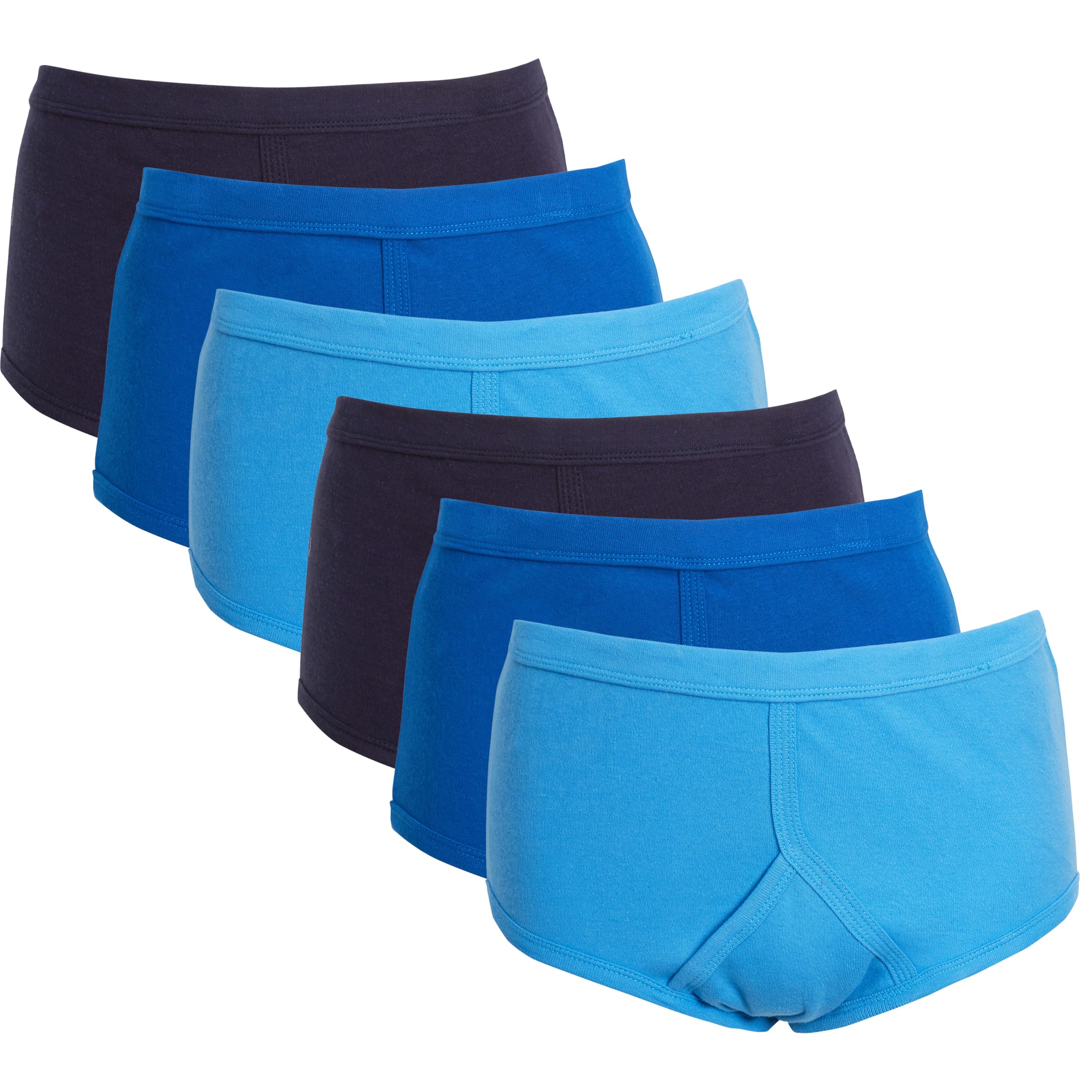 Sock Stack Men's Blue, Navy, Royal Blue 6 Pairs Briefs Blue Y-Fronts Underpants, 100% Pure Cotton Brief Underwear (Xx Large (44"-46"/111-116Cm))