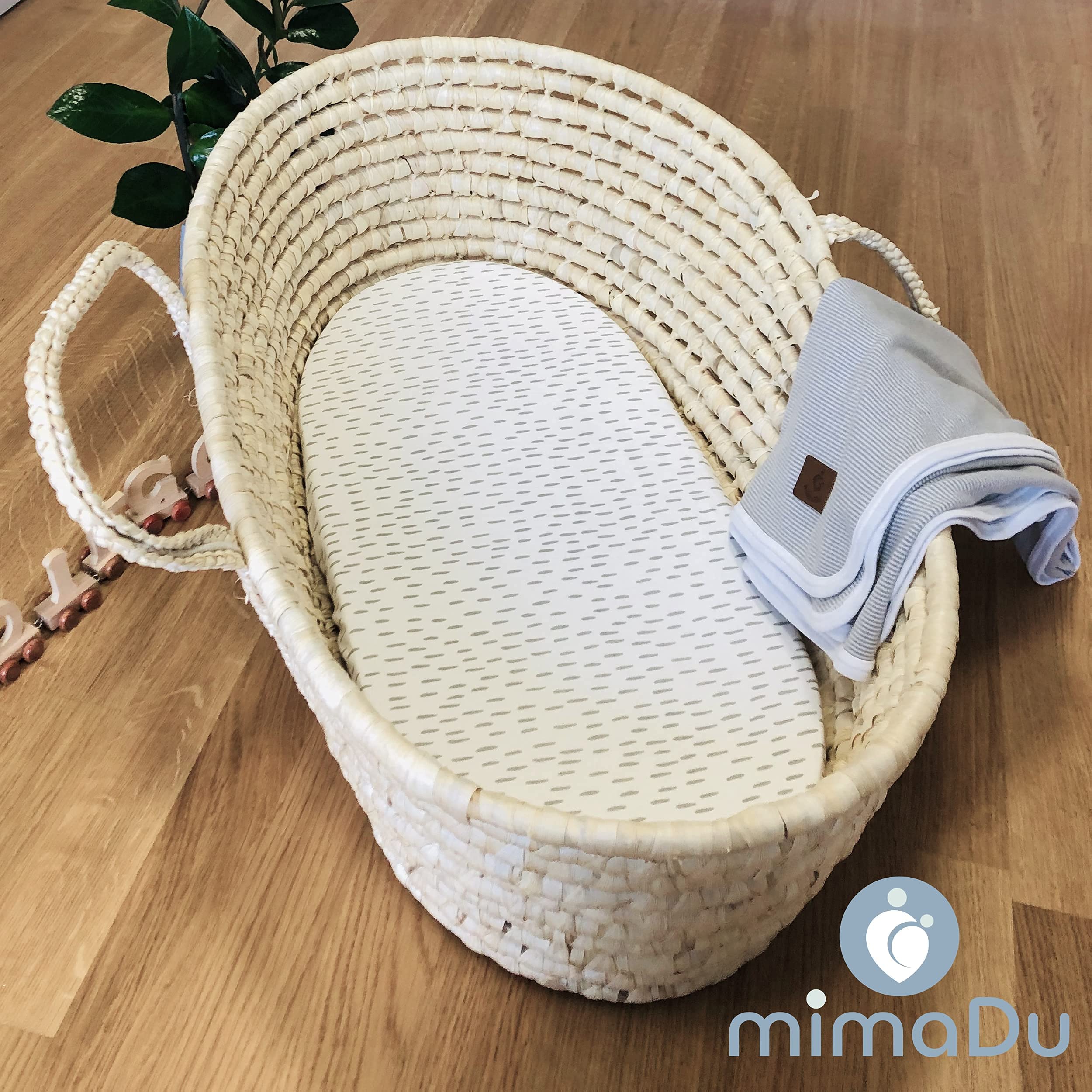 mimaDu - Set di 2 lenzuola per neonati 80x40 cm 100% cotone Oeko-Tex 78x36, 80x35, 40x80 cm - Lenzuoli per passeggini, culle, cesto Mosè, culla - Coprimaterasso per lettini aggiuntivi (punti)