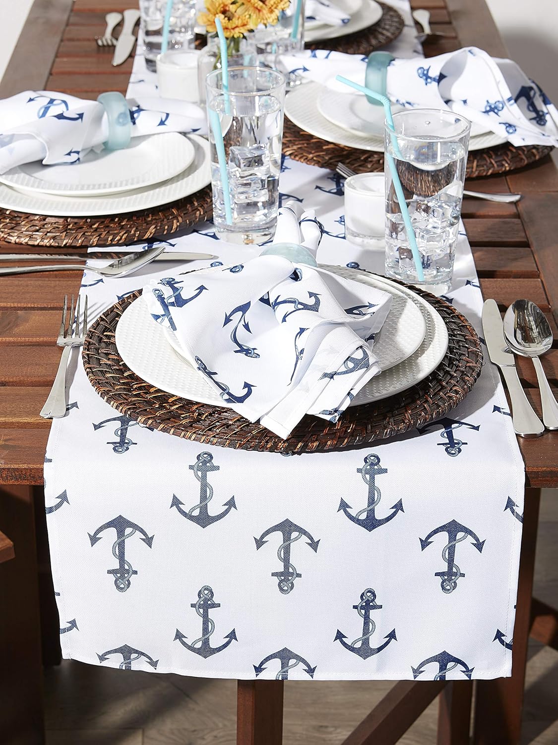 DII Outdoor Tabletop Collection, Stain Resistant & Waterproof, 14 x 72, Anchors Away (Pack of 12)