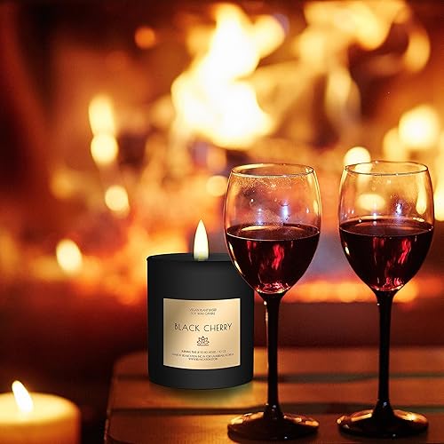 Miniatura 6 de Vela de cera de soja natural en tarro de vidrio  Velas de soja perfumadas de cereza negra de lujo  Calmante + relajante  Aromaterapia de 80 horas de