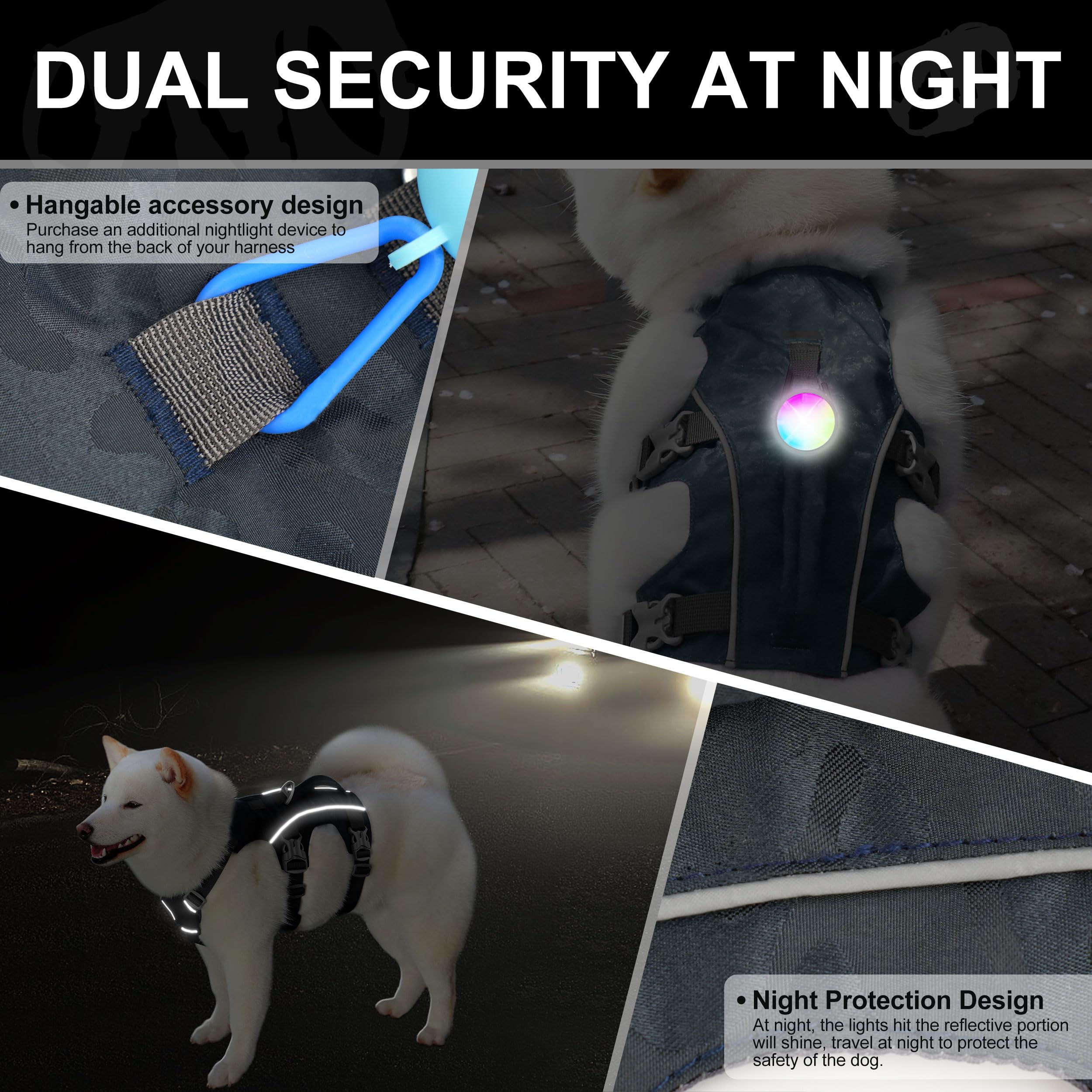 Arnés para perro a prueba de escapes, chaleco ligero de cuerpo completo para mascotas con asa de elevación y clip para correa, arnés reflectante ajustable para perro pequeño para pasear