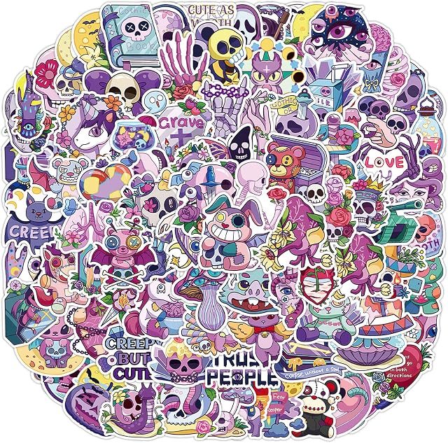 100 Pieces Halloween Horror Stickers,Cartoon Gothic Vinyl Waterproof Stickers for Water Bottle,Hydro Flasks,Scrapbook,Laptop