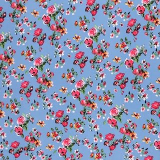 Mook Fabrics Floral Print DTY Brushed Fabric [58in. Wide] – 4 Way Stretch Poly Spandex Material for Apparel | Arts, Crafts & Sewing, Blue/Fusc Cut by The Yard