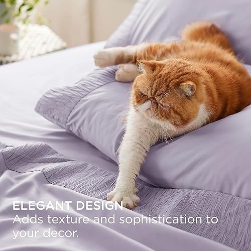 Miniatura 4 de Bedsure Sábanas para dormitorio individual XL, sábanas suaves extra largas para cama individual, 3 piezas, sábanas de lujo color lavanda, tamaño