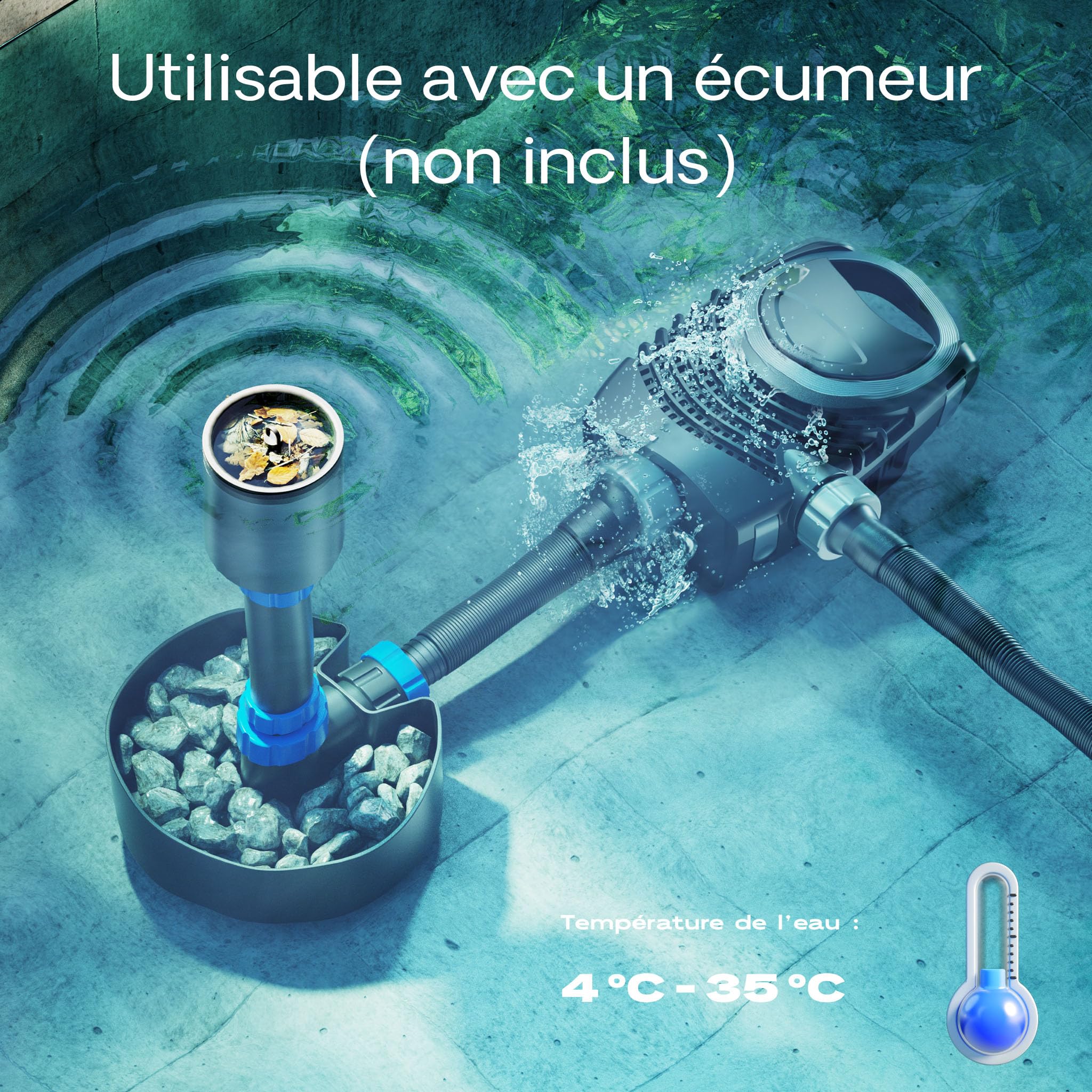 SunSun NEO-7000 Pompe de Bassin SuperECO - 240 x 178 x 124 mm - débit max. 7000 l/h / 50 W/refoulement max. 4,6 m - Filtration Circulation eau jardin étang
