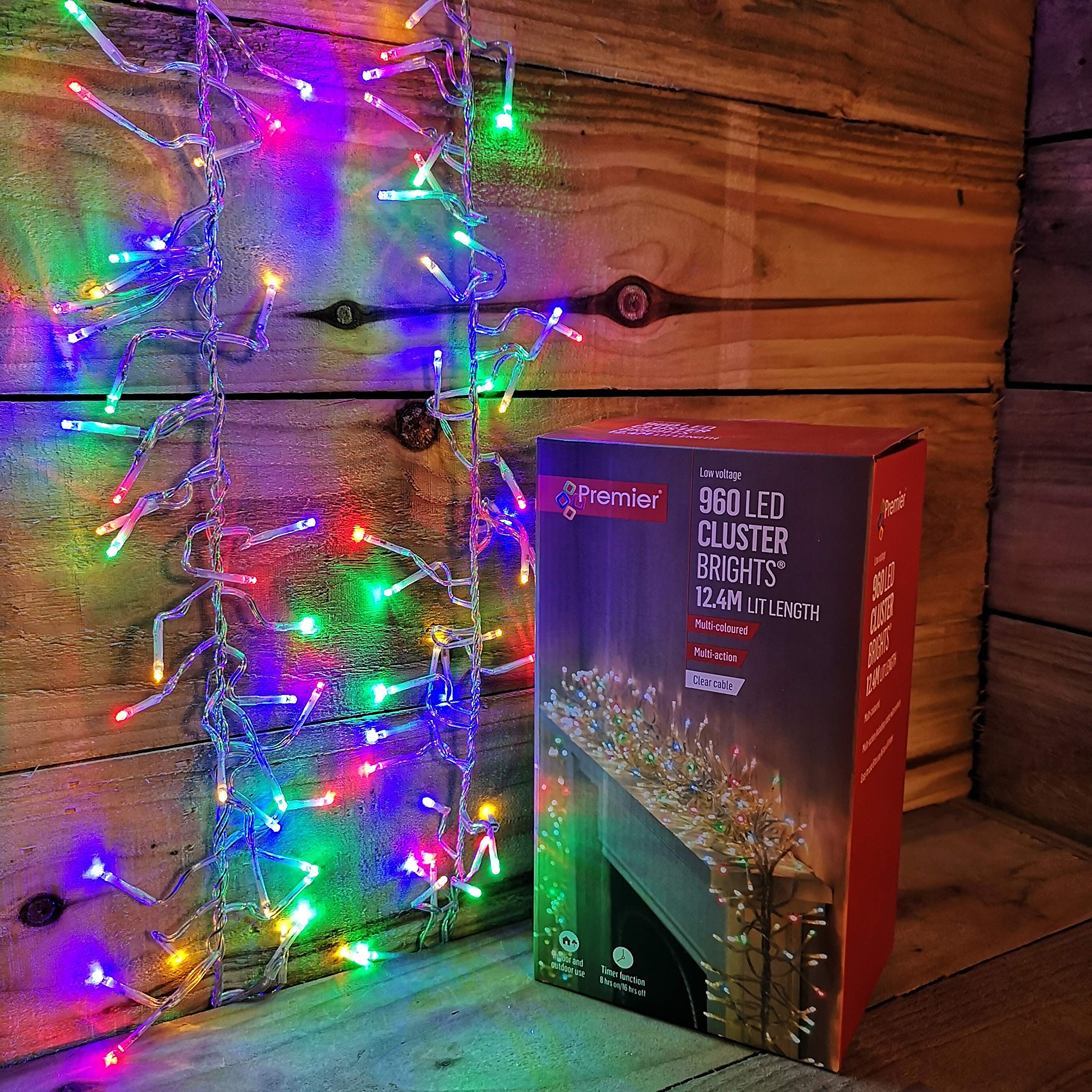Premier 960 Multi Colour Cluster Brights Led Christmas Lights 12.4M