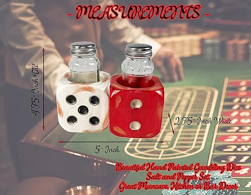 Miniatura 2 de Urbalabs Gambler Poker Casino Dados de salero y pimentero Caddy Fun Gaming Kitchen Decor Ranch Decor Rustic Cowboy Decor pintado a mano
