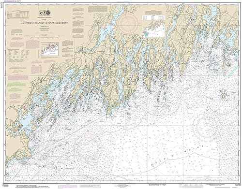 Monhegan Island a Cape Elizabeth - 2014 Maine Brunswick Casco Bay Portland Mapa Náutico - 80000 AC Reimpresión ED 3:4 - Gráfico 1204