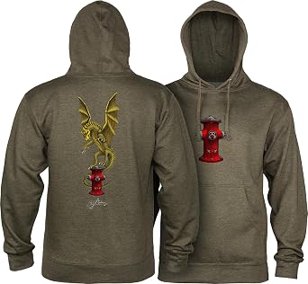 Powell Peralta Andy Anderson Hydrant Hoody Sweatshirt, Army Heather, Extra Large