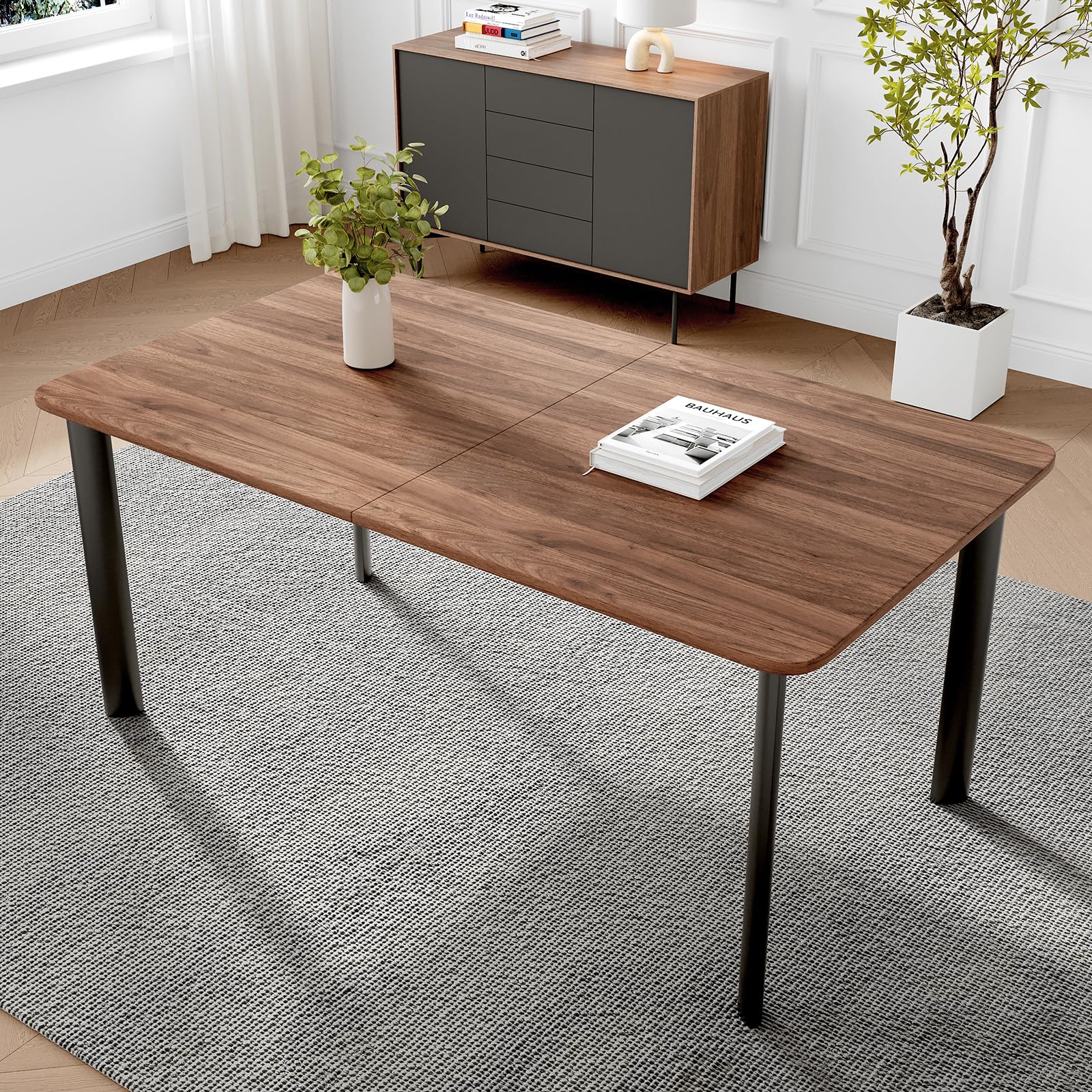 Table à Manger avec 4 à 8 chaises, Table Extensible élégante et Moderne en Panneaux MDF pour Le Salon 160 à 200 cm