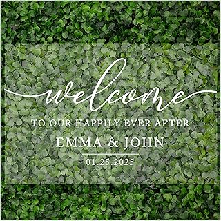 Andaz Press Custom Large Wedding Acrylic Sign, 16 x 24 Inches, Happily E...