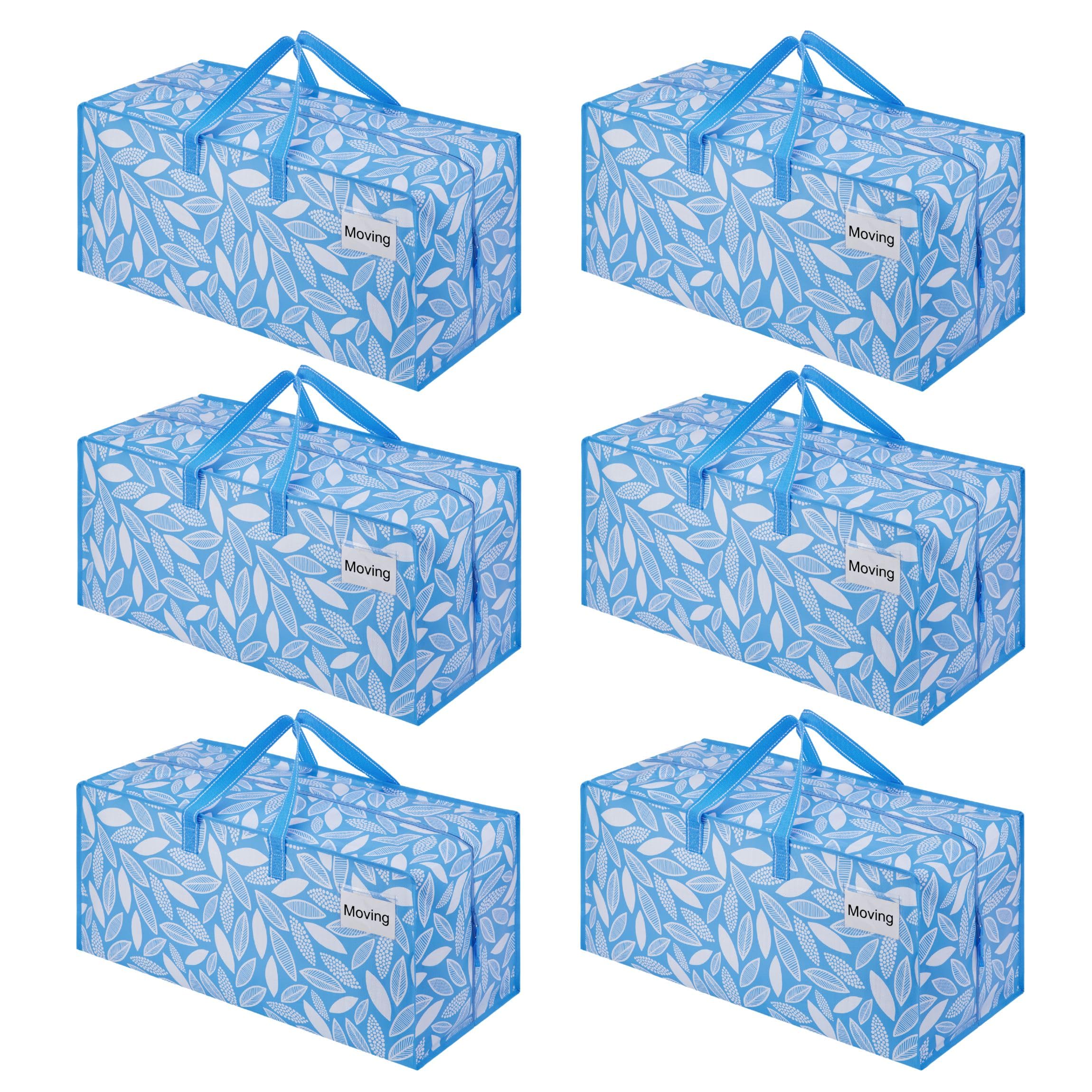 VENO 6 Pack Moving Bags w/Backpack Straps, Heavy Duty, Moving Boxes Alternative, Packing Supplies, Large Storage Totes for Dorm Room Essentials with Zipper (Spring Breeze, 6 Pack) — image 1