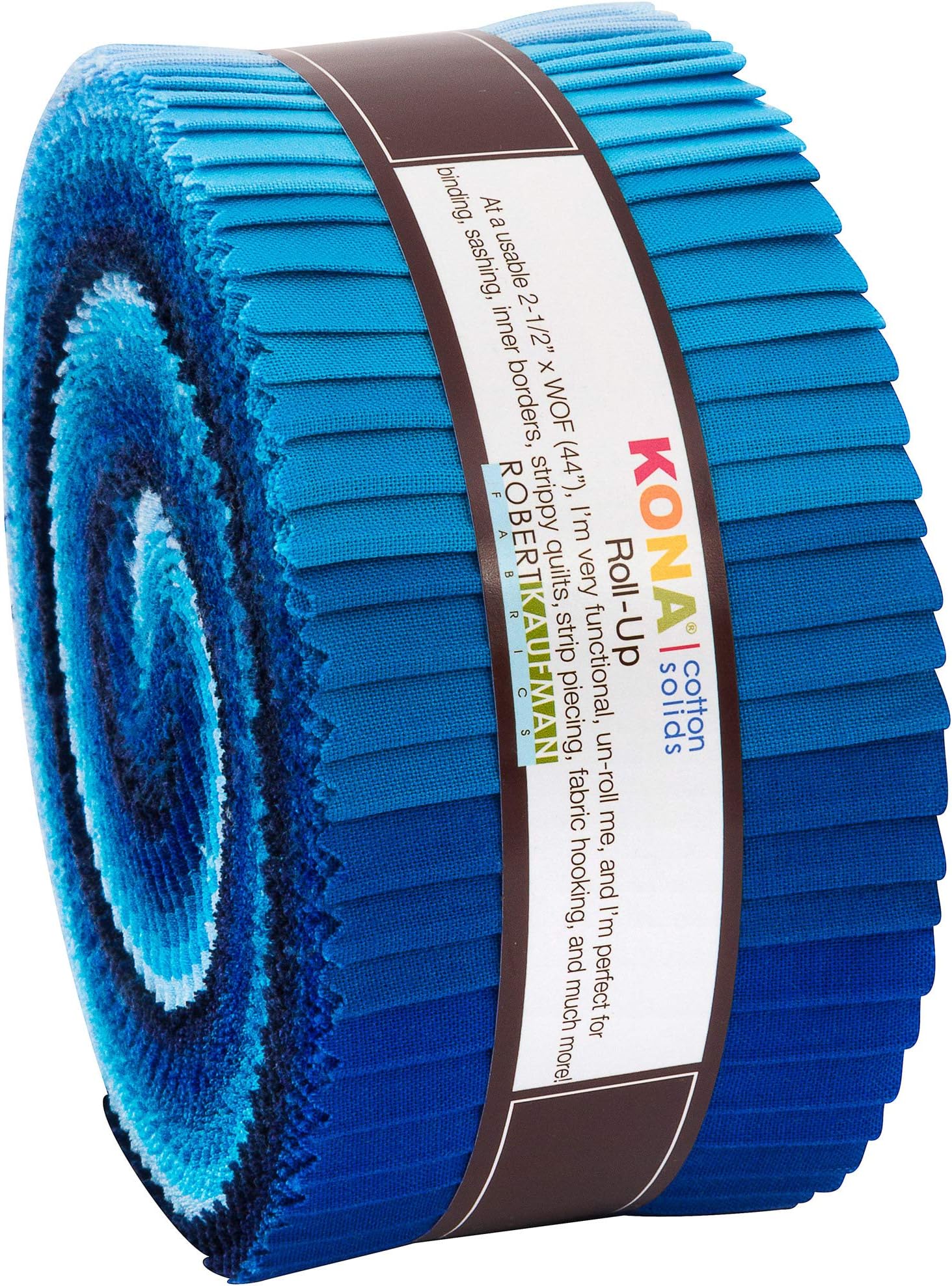 Kona Cotton Solids Waterfall Roll Up 40 2.5-inch Strips Jelly Roll Robert Kaufman Fabrics RU-782-40