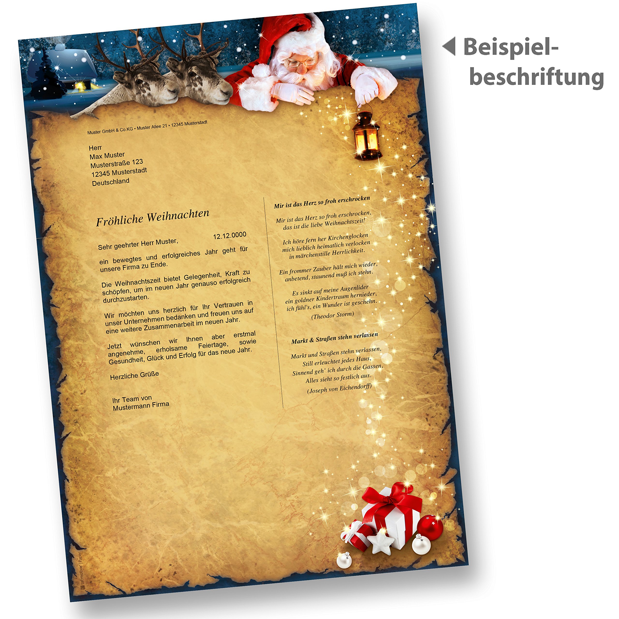 Briefpapier Weihnachten NORDPOL EXPRESS (500 Blatt) Weihnachtsbriefpapier mit Weihnachtsmann und Rentiere