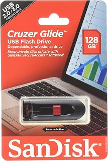 Sandisk Cruzer Glide USB Flash Drive, 128 GB, Black/Red (SDCZ60-128G-A46)