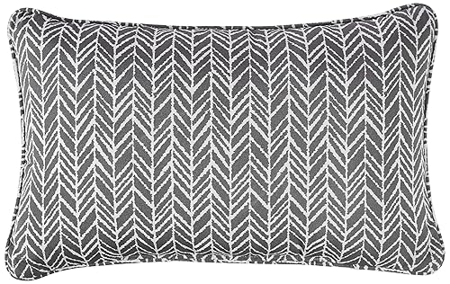 Pillow Perfect Outdoor/Indoor Herringbone Slate Seat Cushions, 11.5" x 18.5",