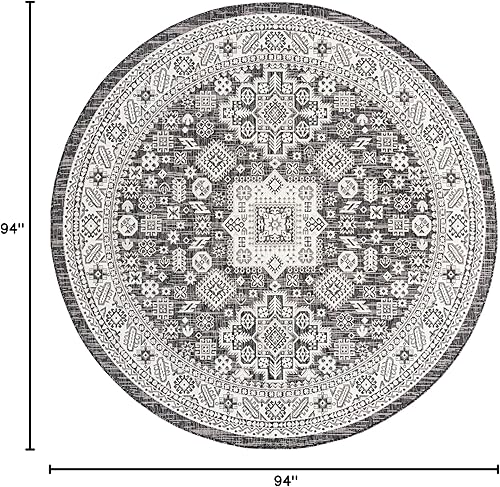 Miniatura 420 de Rugs.com Outdoor Aztec Collection Alfombra – 4 x 6 pies alfombra de tejido plano gris carbón perfecta para salas de estar, grandes comedores, planos