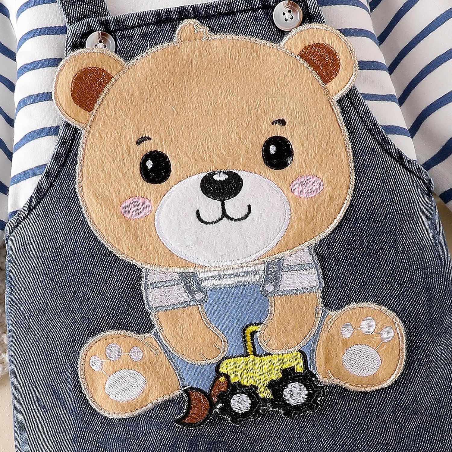 Baby Boy Clothes Long Sleeve Striped Romper Fall Winter Outfits Cute Cartoon Overalls Jeans Pants 0-18 Months - Image 4