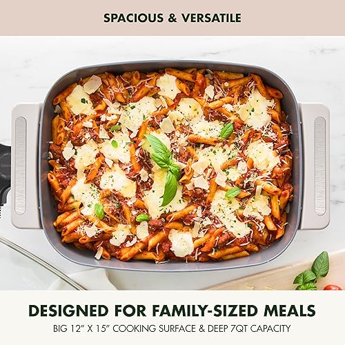 Miniatura 6 de GreenPan Sartén eléctrica avanzada de 12 x 15 pulgadas con tapa, capacidad de 7 cuartos de galón para comidas familiares, revestimiento