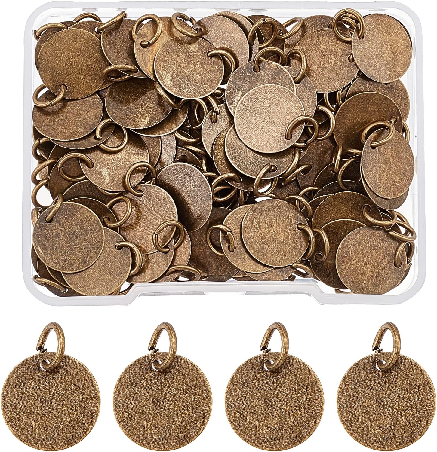100Pcs Brass Stamping Blank Tag Charms 12mm Flat Round Metal Stamps Tags Pendants for Bracelet Necklace Jewelry Making