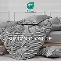 Vista 6 de JELLYMONI Funda de edredón de algodón tamaño individual, funda de edredón vertical a rayas negras con botón, 100% algodón lavado, 2 piezas