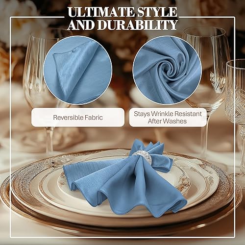 Miniatura 3 de Ultimate Textile -1 docena - Reversible Shantung Satin - Majestic - Servilletas de tela Majestic de 17 x 17 pulgadas color azul pizarra