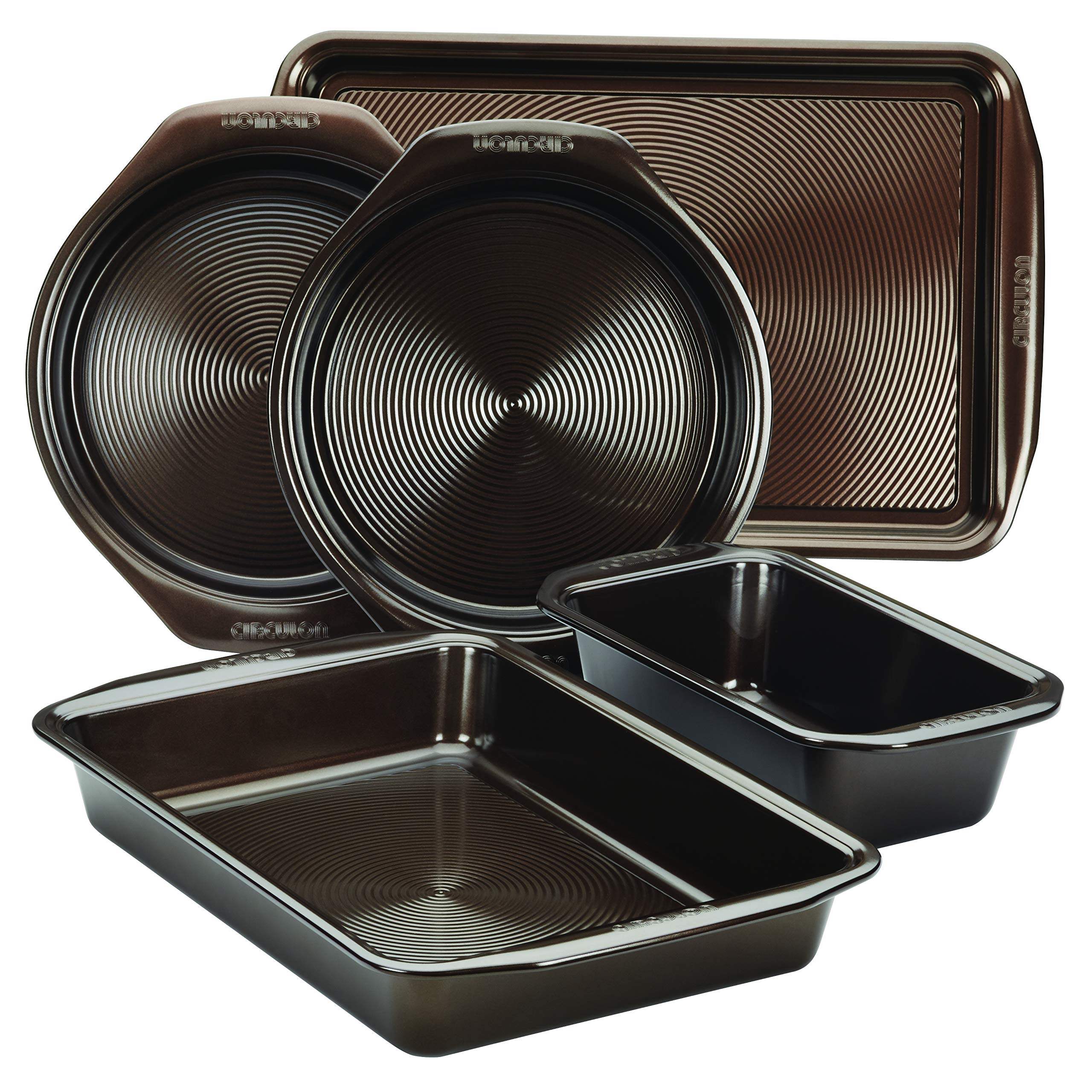 Circulon Symmetry Bakeware 5 Piece Nonstick Bakeware Set in Chocolate