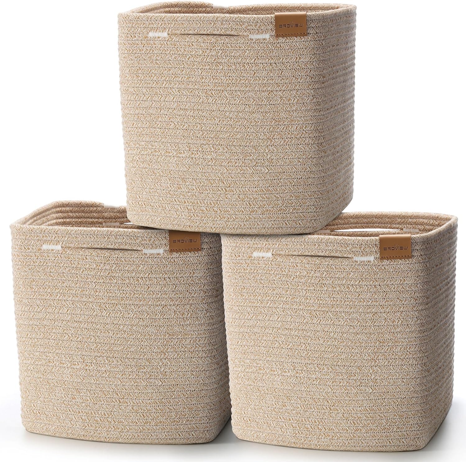BROVIEW Storage Basket Woven Baskets, 11x11 in Cube Storage