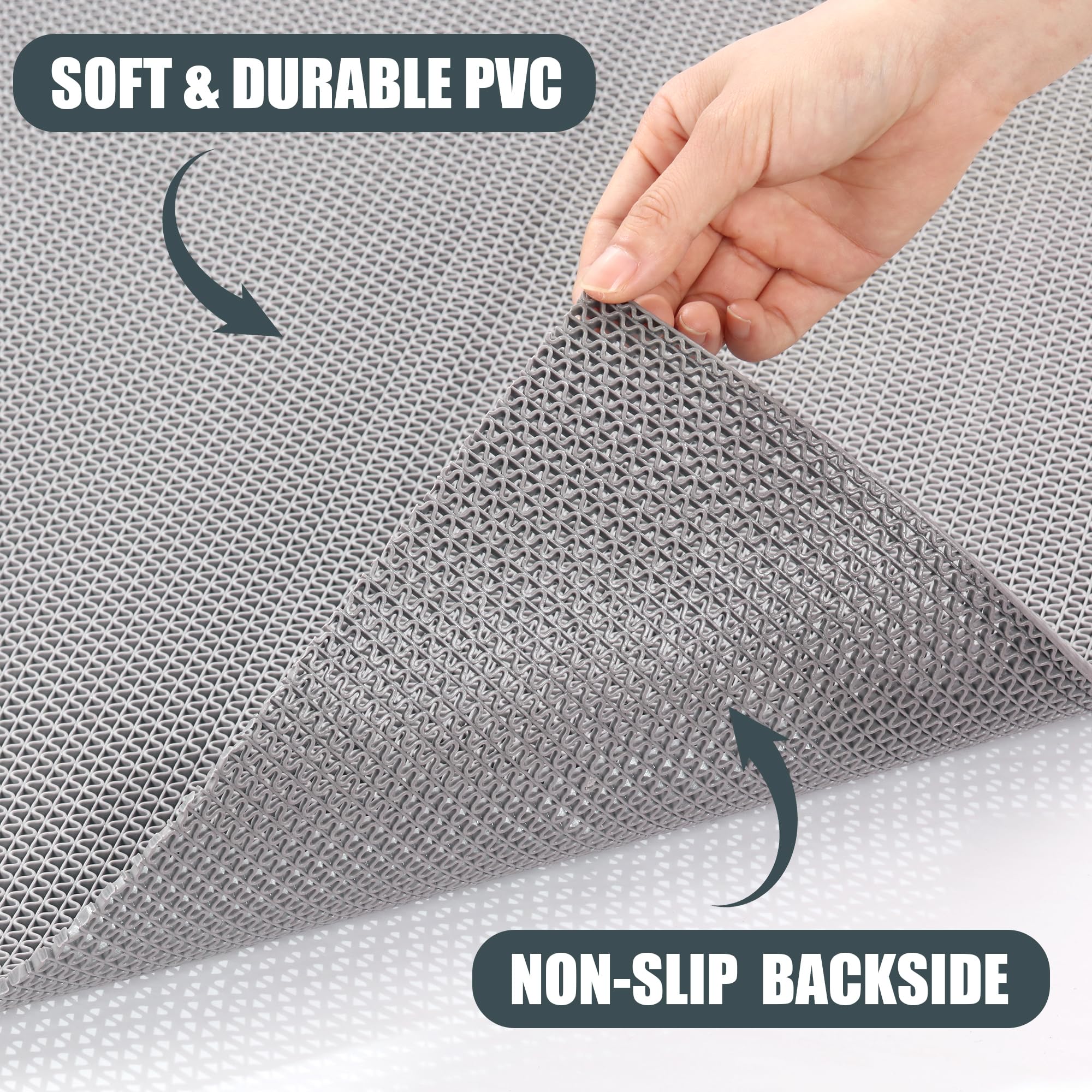 Alfombrilla de ducha extra grande de 47 x 32 pulgadas, alfombrilla antideslizante para bañera y ducha, alfombrilla de ducha de PVC de secado rápido para baño