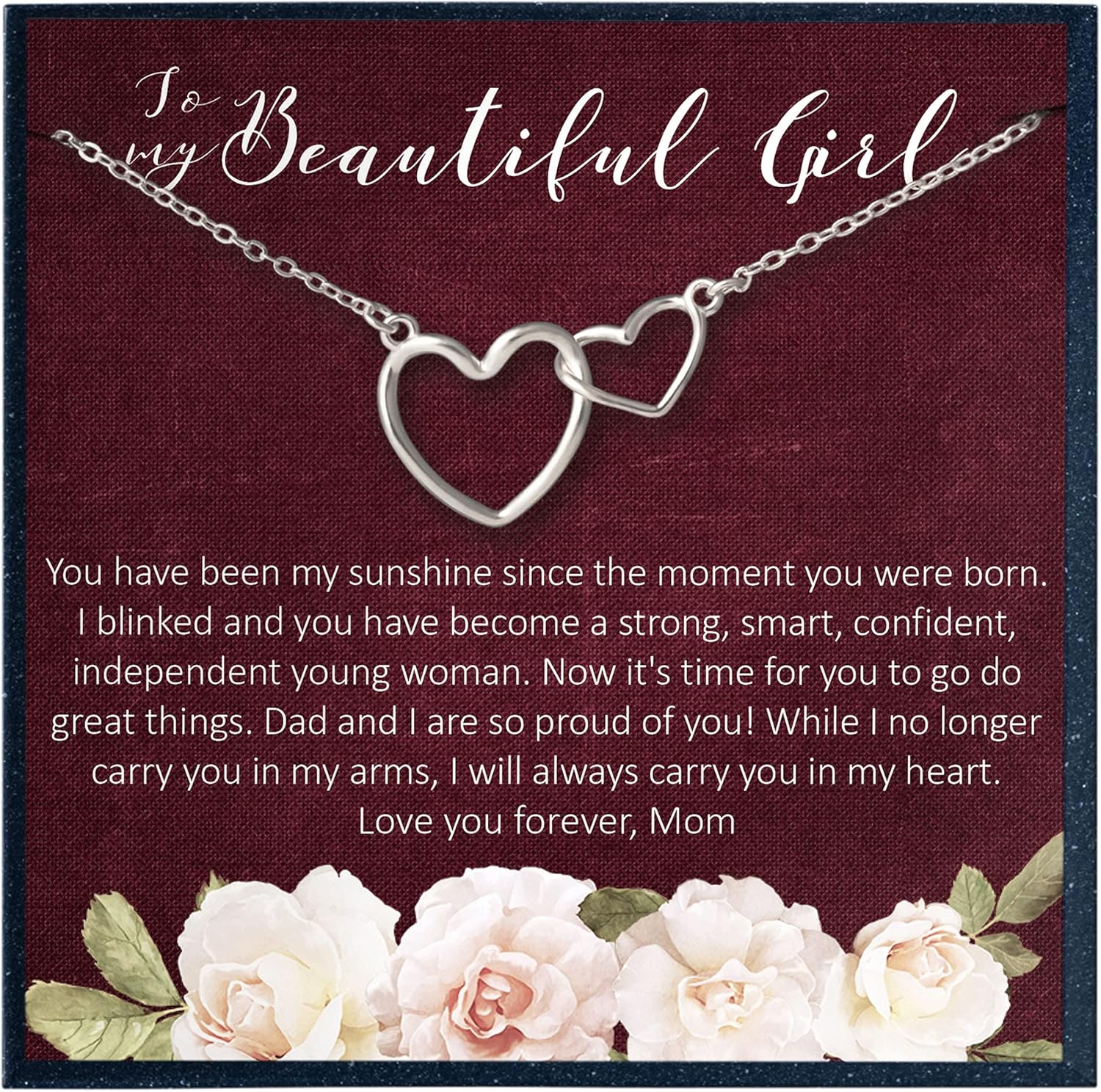 To My Beautiful Girl Necklace Gift for Daughter Graduation Gift from Mom and Dad to Daughter Gift from Parent Daughter Jewelry