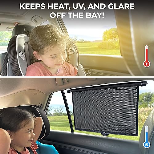 Miniatura 6 de EcoNour Parasol para ventana lateral de automóvil (paquete de 2) + parasol de acordeón para automóvil (grande de 28 x 58 pulgadas)  Protección solar