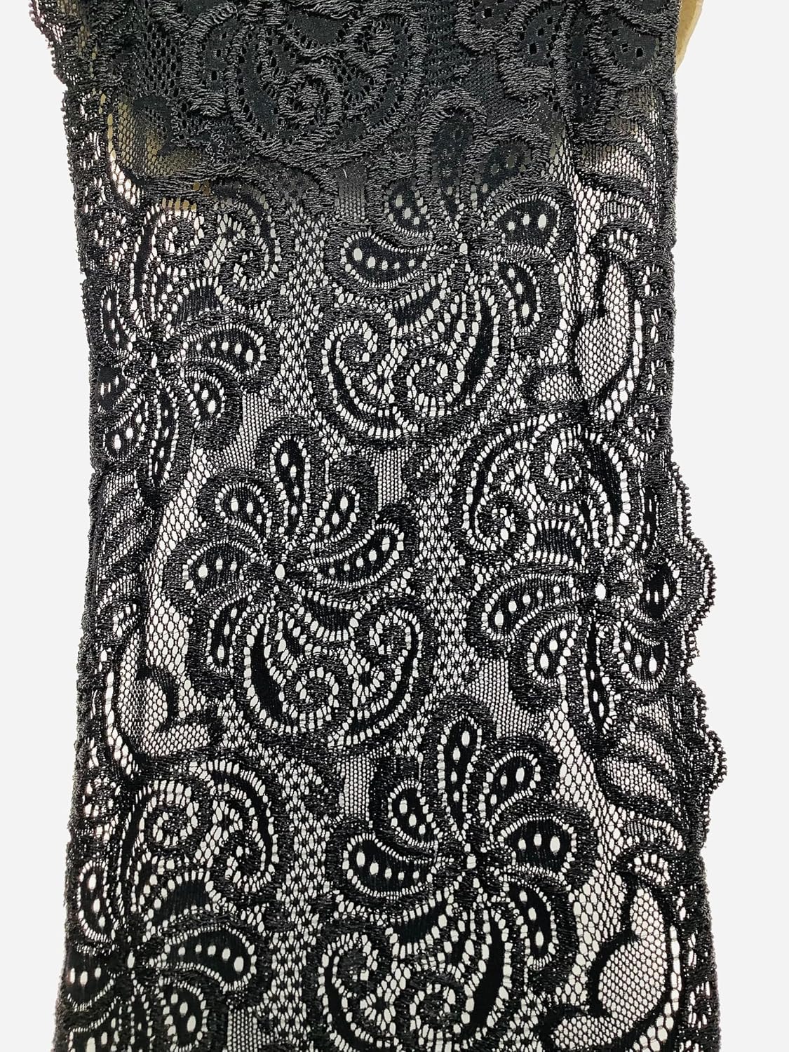 Black 6-1/2" Lace Galloon - Elegant, Rich & Ornamental European Style Luxury Design - 6 Yards