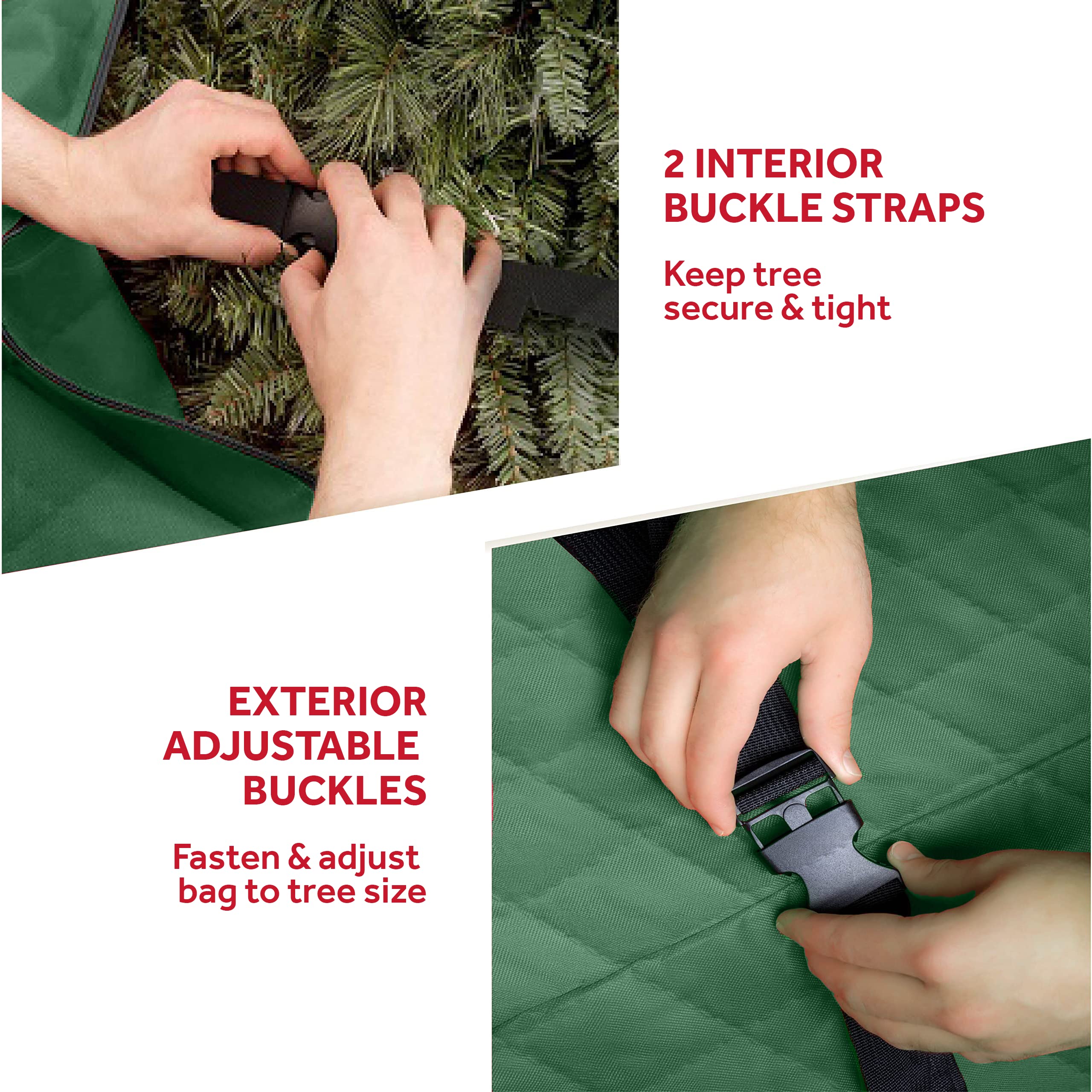Zober Sac de rangement pour sapin de Noël – Boîte de rangement matelassée pour arbres de Noël démontés jusqu'à 2,7 m, avec poignées de transport et double fermeture éclair, 150 x 38 x 55 cm, vert