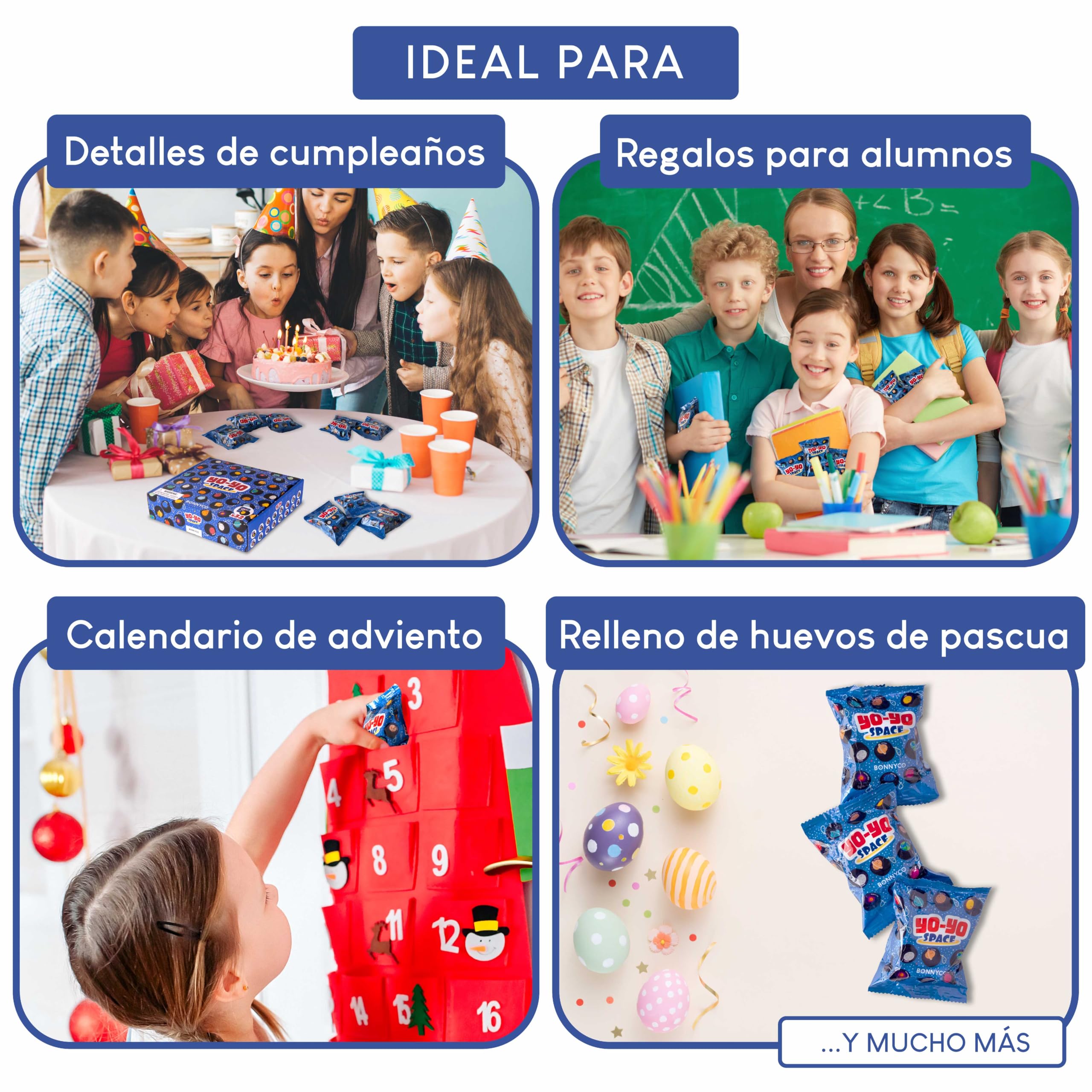 BONNYCO Yoyo Niños Galaxia Pack 32 Regalos Cumpleaños Niños Colegio. Yoyo Madera, Detalles Cumpleaños Infantil Espacio. Pack Yo Yo para Relleno Piñata, Regalos Alumnos Primaria, Regalitos Invitados