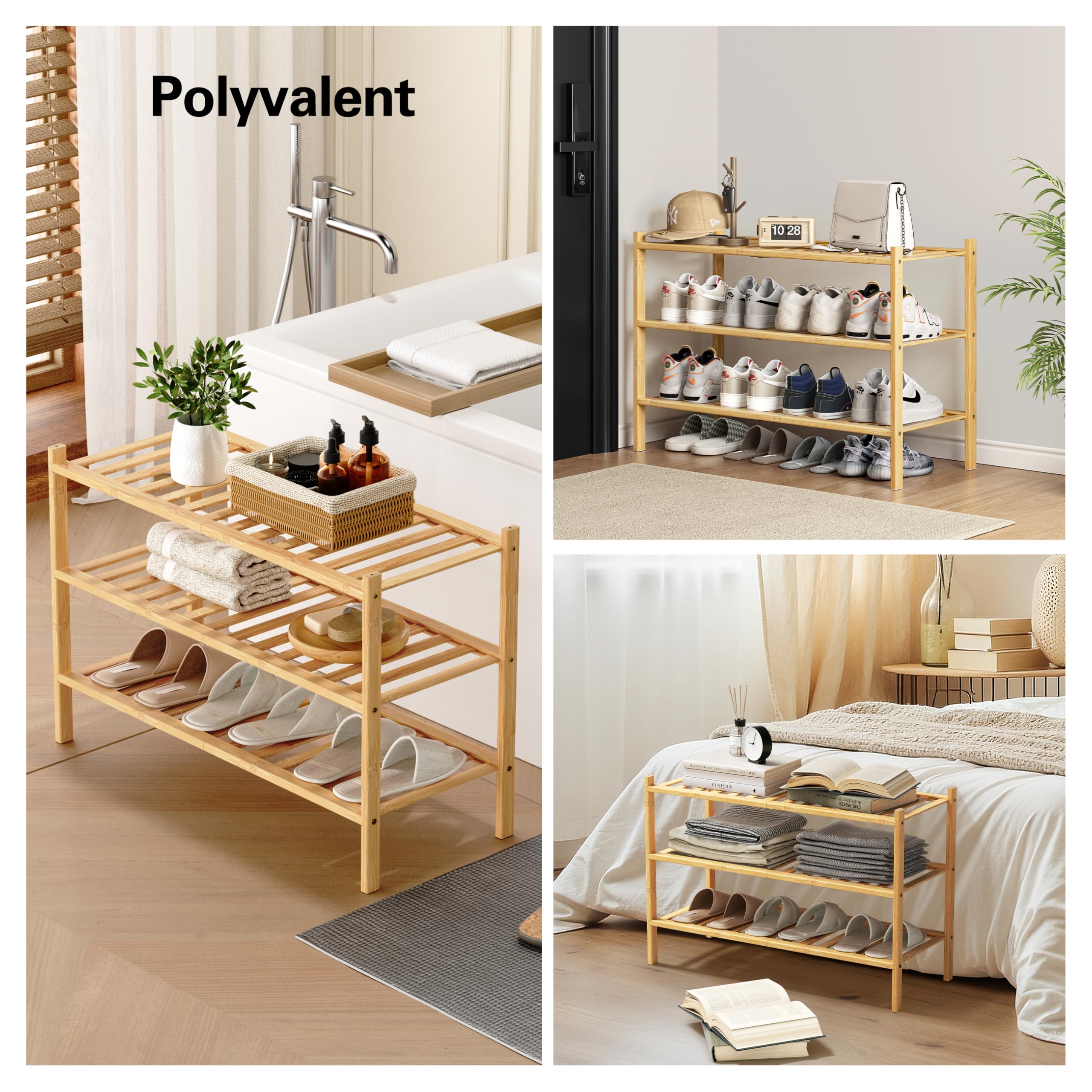 Étagère à Chaussures Avec Banc En Bambou - 2 Niveaux 70x28x45 Cm - Capacité 86 Kg - Rangement Pratique Entrée