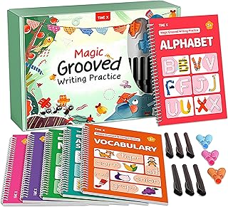 TIME X Magic Grooved Writing Practice Books, Reusable Handwriting Practice Books, Groove Workbooks, Handwriting Practice f...