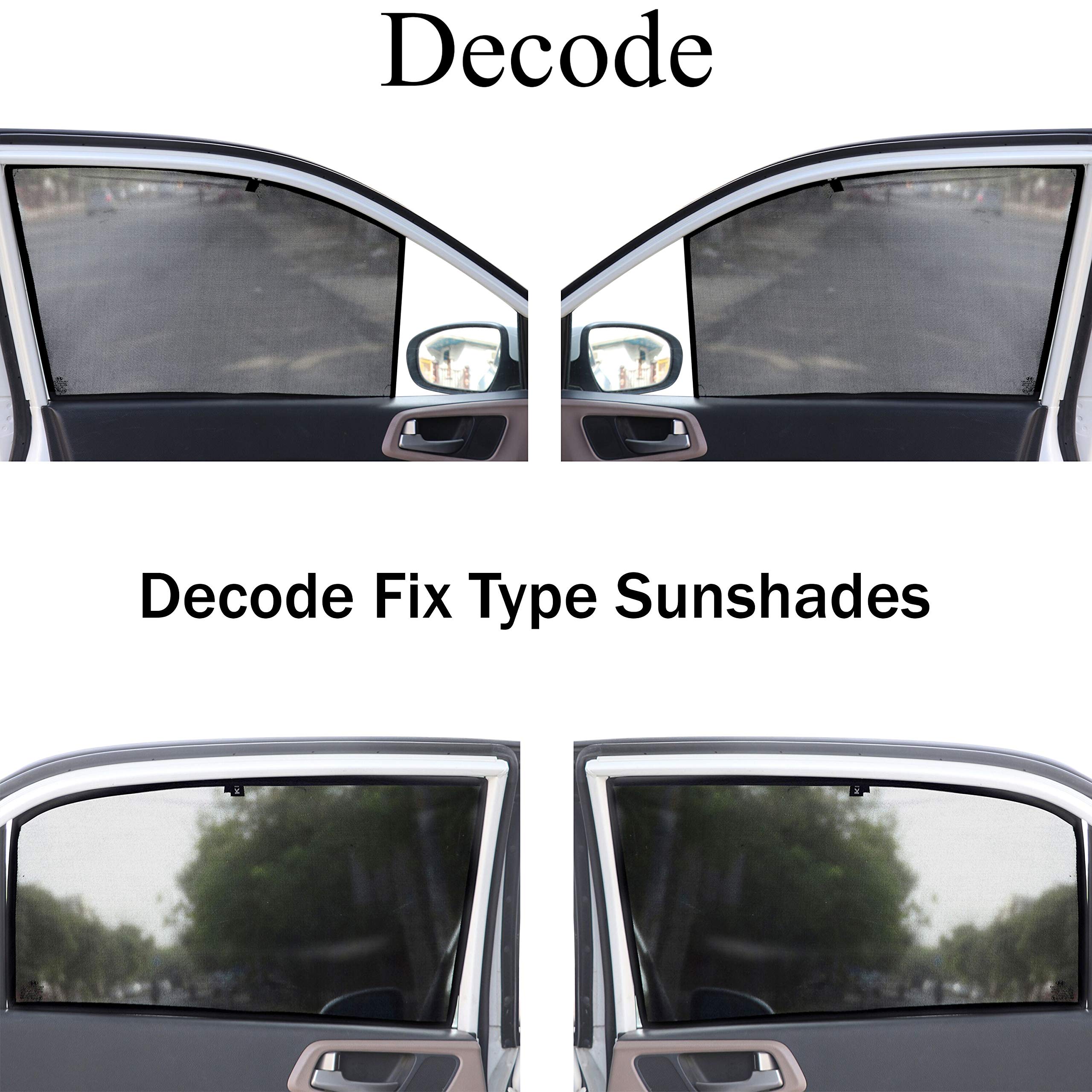 Decode Metal Frame Fix Type Side Window Sunshades with Half Cut on Front 2 Shades for Side Mirror Visibility for Sunny