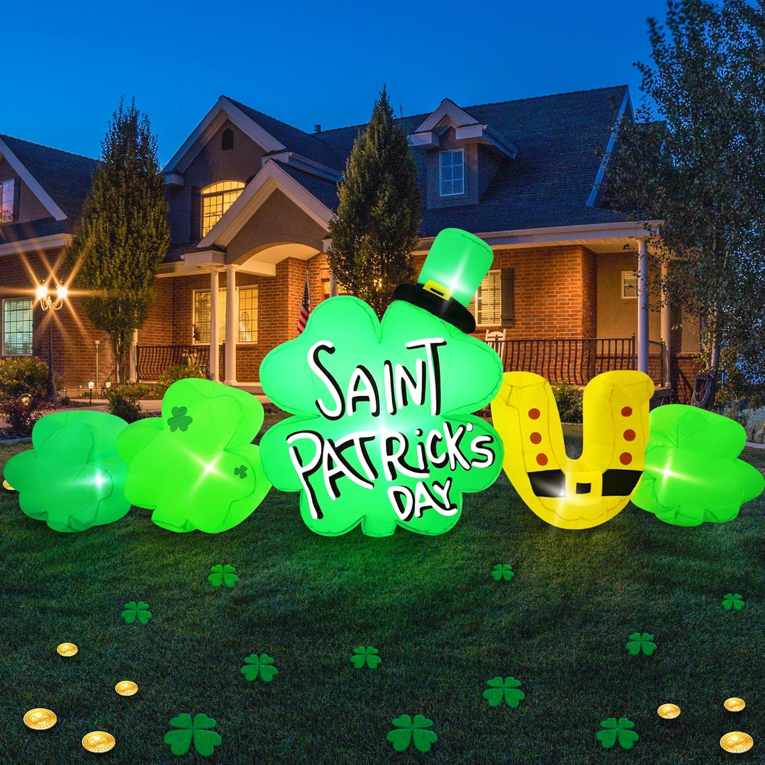 6FT St Patricks Day Inflatables Outdoor Decorations Tipsy Leprechaun Shamrock Blow Up Inflatable with LED Lights for Saint Patricks Day Yard Party Home Garden Holiday Irish Decor