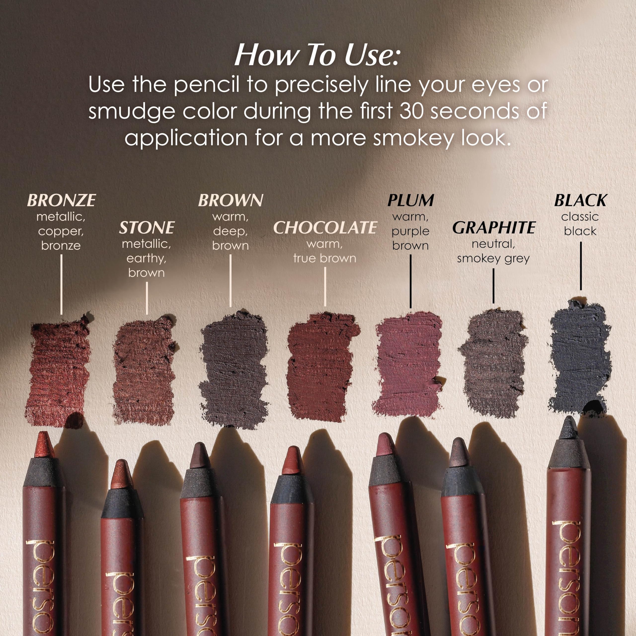 PERSONA 24HR Chocolate Waterproof Eyeliner Pencil, Creamy & Sharpenable