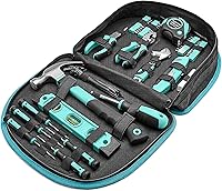 Amazon Basics 104-Piece Household Tool Kit with Hammer, Pliers, Screwdrivers & Portable Turquoise Pouch