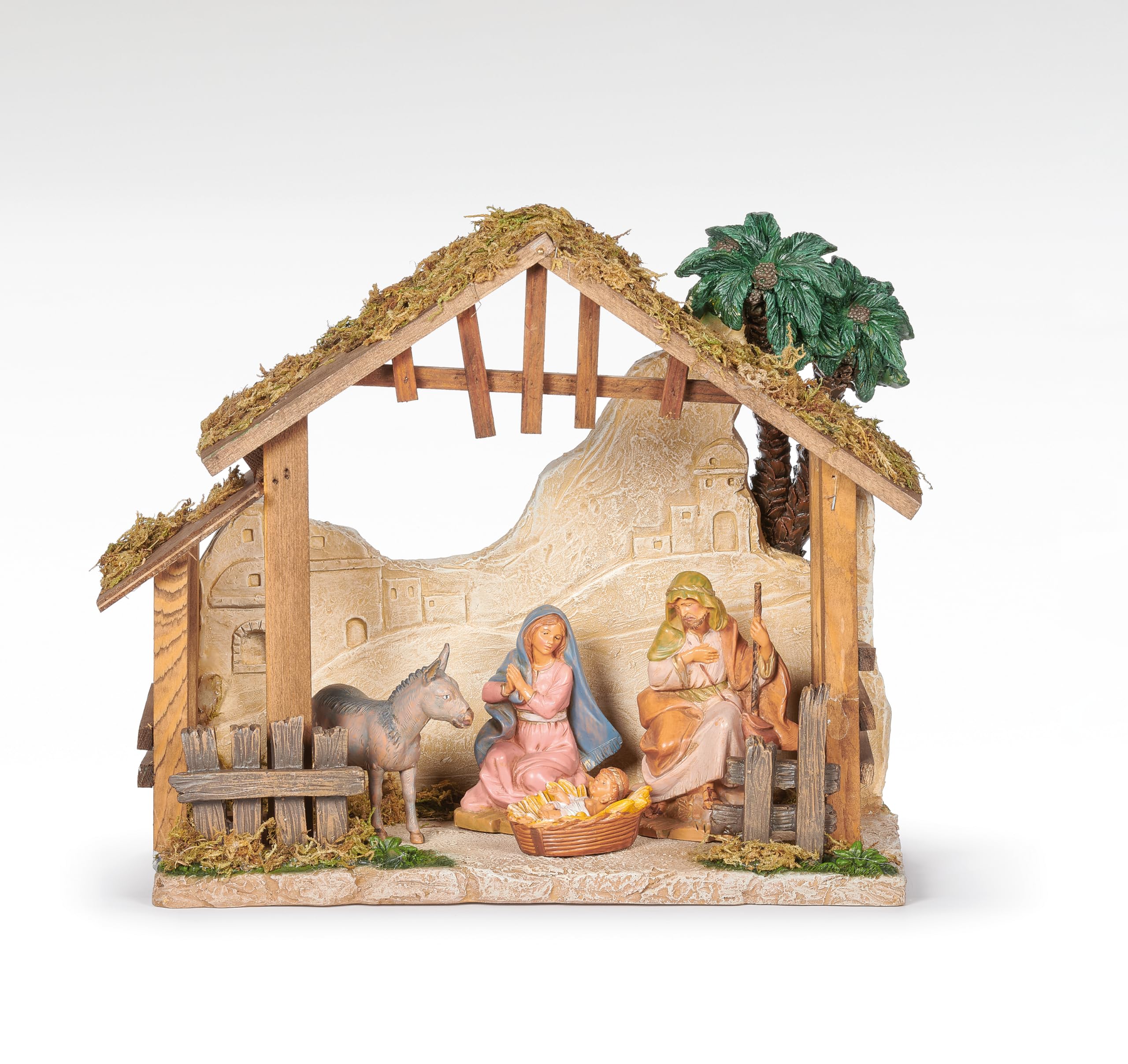 Fontanini by Roman 4-Pc Figure with Stable Nativity Set, Religious Christmas Decoration